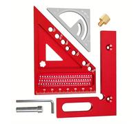 2 in 1 Combinazione in lega di alluminio per la lavorazione del legno Angoli Righello Set di strumenti di misurazione ad alta precisione per falegnameria Progetto fai-da-te Multifunzionale