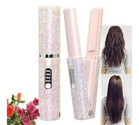 2-in-1 Cordless Hair Straightener and Curler, Portable Mini Cordless Flat Iron for Fine Soft Short Hair, Sparkling Travel Hair Straightener, Rechargeable with 5000 mAh Battery (Pink)