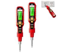 2 in 1 Digital Display Induction Test Pencil - Live/Null Wire Buzzer Alarm,Contact AC Voltage 11-450V/Non-Contact AC Voltage 30-1000V,Detector Pen for Electrical Outlets (Red*2pcs)