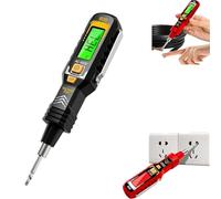 2 in 1 Digital Display Induction Test Pencil,Non-Contact AC Voltage 30-1000V LCD Contact AC 11-450V, Live/Null Wire Buzzer Alarm,Null Wire Judgment (Black)