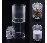 2 in 1 Dischetti di Cotone Trasparenti Porta Bastoncini di Cotone Custodia Trasparente per Cosmetici Custodia per Cosmetici Scatola per con Coperchio Attaccato p (Bianco)