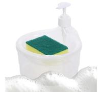 2-in-1 Dishwashing Dispenser with Sponge, Liquid Pump Bottle and Holder, Compact Sturdy Space-Saving Kitchen Sink Accessory for Cleaning Plates, Bowls, Glasses, and Utensils