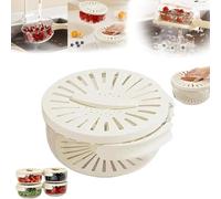 2 in 1 Drainer,2 in 1 Multi-Function Drain Basket, Draining Basket with Lid and Foldable Handle,for Rinsing Straining Vegetable Washing Fruit Portable Fruit Vegetable Drainer Bowl (1 PCS, White)