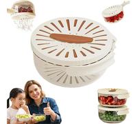 2 in 1 Draining and Preservation Basket, 2 in 1 Drainer and Strainer, Draining and Preservation Basket, Rotating Lid Mechanism, Multifunctional Fruit and Vegetable Washing Bowl(Brown,L)