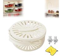 2-in-1 Draining and Preservation Basket, 2026 New Multipurpose Draining Basket with Lid & Foldable Handle, Fruit Vegetable Washing Bowl with Drain Hole for Kitchen (White, M)