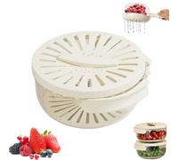 2-in-1 Draining and Preservation Basket, Multi-Functional Fruit and Vegetable Washing Bowl, Multifunctional Fruit Cleaner with Lid for Kitchen (White)