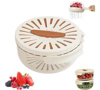 2-in-1 Draining and Preservation Basket, Multi-Functional Fruit and Vegetable Washing Bowl, Multifunctional Fruit Cleaner with Lid for Kitchen (Brown)