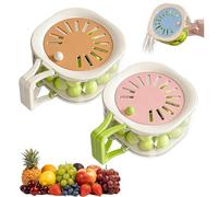 2-in-1 Draining and Preservation Basket, Multifunctional Fruit and Vegetable Washing Bowl, with Folding Handle & Lid, for Kitchen Fridge Outdoor Picnic Camping (Pink+Brown)