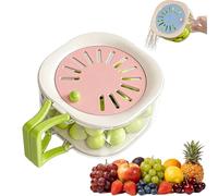 2-in-1 Draining and Preservation Basket, Multifunctional Fruit and Vegetable Washing Bowl, with Folding Handle & Lid, for Kitchen Fridge Outdoor Picnic Camping (Pink)
