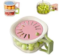 2-in-1 Draining and Preservation Basket, Multifunctional Fruit Washing Bowl with Strainer, Fruit and Vegetable Washing Bowl with Foldable Handle for Kitchen Fridge Outdoor Picnic (Pink)