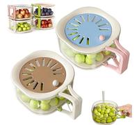 2-in-1 Draining and Preservation Basket, Multifunctional Fruit Washing Bowl with Strainer, Fruit and Vegetable Washing Bowl with Foldable Handle for Kitchen Fridge Outdoor Picnic (Brown+Blue)