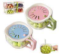 2-in-1 Draining and Preservation Basket, Multifunctional Fruit Washing Bowl with Strainer, Fruit and Vegetable Washing Bowl with Foldable Handle for Kitchen Fridge Outdoor Picnic (Pink+Blue)
