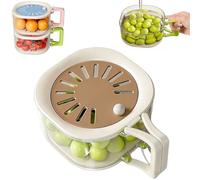 2-in-1 Draining and Preservation Basket, Multifunctional Fruit Washing Bowl with Strainer, Fruit and Vegetable Washing Bowl with Foldable Handle for Kitchen Fridge Outdoor Picnic (Brown)
