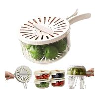 2-in-1 Draining and Preservation Basket: Simplify Washing & Storing, Fruit Washing Bowl with Strainer, Draining and Preservation Basket with Lid, Foldable Handle (White(S))