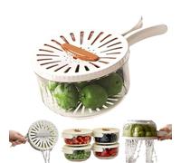 2-in-1 Draining and Preservation Basket: Simplify Washing & Storing, Fruit Washing Bowl with Strainer, Draining and Preservation Basket with Lid, Foldable Handle (Brown(S))