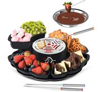 2 in 1 Elettrico S'Mores Maker & Fonduta Pot Da Tavolo Indoor Senza Fiamma Marshmallow Elettrico Torrefazione 4 Vassoi Staccabili & 4 Forchette Torrefazione Film Night Supplies & Regalo di