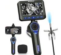 2-IN-1 Endoscopio articolato a 360° a 4 vie, schermo HD da 5 pollici, fotocamera di ispezione sottile da 6,2 mm con joystick staccabile e cavo semirigido da 1,2 m per meccanici HVAC automobilistici