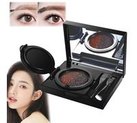 2 in 1 Eyebrow & Eyeliner Cream with Stamp, Multi-Functional Double-Headed Eyeliner Stamp, Double Color Waterproof Brow Powder & Eyeliner Cream, Eyebrow Stencil Kit (Brown)