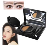 2 in 1 Eyebrow & Eyeliner Cream with Stamp, Multi-Functional Double-Headed Eyeliner Stamp, Double Color Waterproof Brow Powder & Eyeliner Cream, Eyebrow Stencil Kit (Gray)