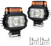 2 in 1 Faro Da Lavoro a Led Con Luce Di Emergenza Arancione, 2 Pezzi, 16W