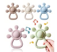 2 in 1 Giocattolo da dentizione in silicone per neonati, giocattoli da dentizione per neonati, design a cinque dita a cartone animato adatto alle abitudini di mordicchiamento del bambino, regalo per f