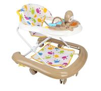 2 in 1 girello per bambini, pieghevole, da 6 Mesi con Tavola Didattica - Gioco e Girello - Imparare a Camminare e Sviluppare Capacità Motorie regolabile in altezza-62 * 68 * 36-81 cm - Cachi