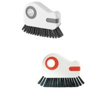 2 in 1 Groove Cleaning Brush, Window Track Cleaning Tools, Multifunction Window Track Cleaner with Hard Bristle and Hidden Scraper, Crevice Brush for Sliding Door Track, Window Seal, Sill (Gray)