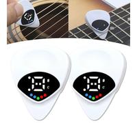 2 in 1 Guitar Tuner and Guitar Pick, Guitar Tuner and Guitar Pick 2 in 1, Digital Guitar Pick with LED Screen Display, 0.6mm Guitar Pick Plectrum with 12 Equal Temperaments Musical Note (2Pcs)