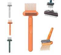 2-in-1 Hair Brush Cleaner Tool, Dual-Sided Rake & Bristles for Hair/Dust Removal, Portable for Home Salon Travel (Orange,1PCS)