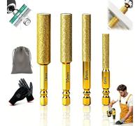 2-in-1 Hexagonal Shank Brazing Dry Drilling Specialized Hole Opener, 2-in-1 Hexagonal Shank Brazing Hole Opener, Drill Through Tough Surface, for Marble Granite Concrete Glass (Gold,6+8+10+12mm)