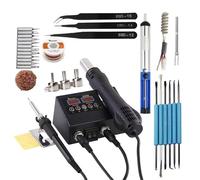 2-in-1 hot air gun rework and soldering iron workstation, supports ℉/℃ temperature display, cold/hot air conversion, soldering iron workstation with digital temperature correction and sleep function(S