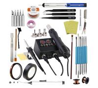 2-in-1 hot air gun rework and soldering iron workstation, supports ℉/℃ temperature display, cold/hot air conversion, soldering iron workstation with digital temperature correction and sleep function(X