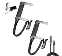 2-in-1 Invisible Holder Charger Cable with Stand,240W Braided Fast Charge Cable with 360° Adjustable Metal Stand,5ft 90° Angled TypeC-TypeC Cord Fast Charging Cable for Smartphones,Tablets,Laptops (2)