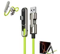 2-in-1 Invisible Holder Charger Cable with Stand,240W Fast Charging Kick Cable Charger with T-Shaped Folding Bracket, Type-C Dual-Head,Compatible with Smartphones, Tablets, Laptops (Green)