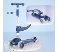2-in-1 Kids Scooter Foldable Seat Light 3 Wheel Adjustable Folding Bar Blue/Pink