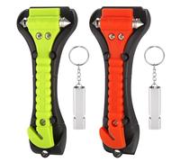 2-in-1 Kit di Emergenza Auto con Taglia Cinture e Rompivetro, 2 Pezzi con Fischietto di Emergenza, Martello di Sicurezza per Auto, per Incidenti Stradali, Compatto e Pratico da Tenere in Macchina