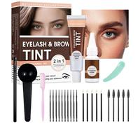 2 in 1 kit per eyelash & eyebrow tint and eyebrow Dye, Semi-permanente Eyelash Tint & Eyebrow Dye with Complete Tools, Fast & Easy to Use, Last Up to 4-6 Weeks (01# chestnut)