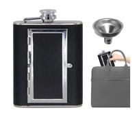 2 In 1 Leather Flask 6oz Stainless Steel Hip Flask With Funnel For