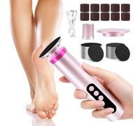 2 IN 1 Lima Electrica Pies Durezas, Removedor de Callos con LED Mostrar, 9 Velocidades Ajustables, Recargable Pedicura Profesional para Pies para Piel Muerta, Seca, Agrietada (Rosa)