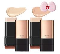 2 In 1- Luxury Anti-Wrinkle Foundation Stick,Double Head Foundation Make Up Stick,Korea Flawless Eraser Foundation Stick With Brush, Multi-Use Foundation Stick Makeup (White+Natural, E-5)