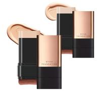 2 In 1- Luxury Anti-Wrinkle Foundation Stick, Korea Flawless Eraser Foundation Stick with Brush, Double Head Foundation Make-Up Stick, Traceless Matte Foundation Repair Stick (White+Natural)