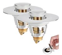 2 in 1 Magic Universal Sink, tappo per lavandino con setaccio, tappo di scarico per lavandino, tappo in acciaio inox per fori di scarico da 30 a 44 mm, anti-intasamento lavabo con filtro di scarico (2