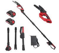 2 in 1 Mini Motosega e Potatura su Asta senza fili, Motosega Telescopica da 6 pollici, 2 Batterie, 180° Testa Inclinabile, Portata 12 FT
