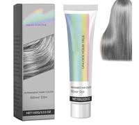 2 in 1 Natural Essence Extract Silver Hair Dye - Silver Metallic Hair Dye,Silver Gray Hair Dye, Silver Gray Natural Hair Dye Cream,Instant Natural Hairstyle Cream Dye,Permanent Hair Dye (Silver, 1PC)