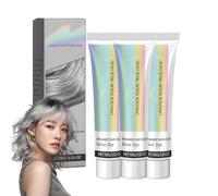 2 in 1 Natural Essence Silver Hair Dye, No-Bleaching Hair Dye per capelli scuri, Silver Grey Natural Hairs Color Cream, Gray Strands Darkening Conditioner Essence, Long-Lasting Tone for Im (3 pezzi)
