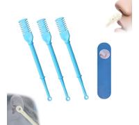 2-in-1 Nose Hair Trimmer,2-in-1 Nasal Hair Cutter,2024 New Manual Double Sided Nasal Hair Trimmer with Ear Spoon,360° Rotating Nostril Hair Removal Tool Blade with Ear Picker (Blue,3PCS)