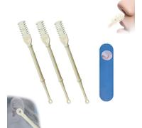 2-in-1 Nose Hair Trimmer,2-in-1 Nasal Hair Cutter,2024 New Manual Double Sided Nasal Hair Trimmer with Ear Spoon,360° Rotating Nostril Hair Removal Tool Blade with Ear Picker (Yellow,3PCS)