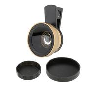 2-in-1 Obiettivo della fotocamera del telefono Macro/grandangolare Clip Carry Pouch Gold 50x50x35mm
