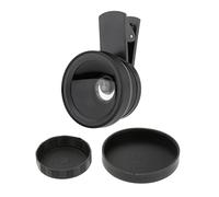 2-in-1 Obiettivo della fotocamera del telefono Macro/Obiettivo grandangolare Clip Carry Pouch Nero