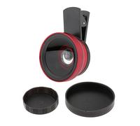 2-in-1 Obiettivo della fotocamera del telefono Macro/Obiettivo grandangolare Clip Carry Pouch Rosso